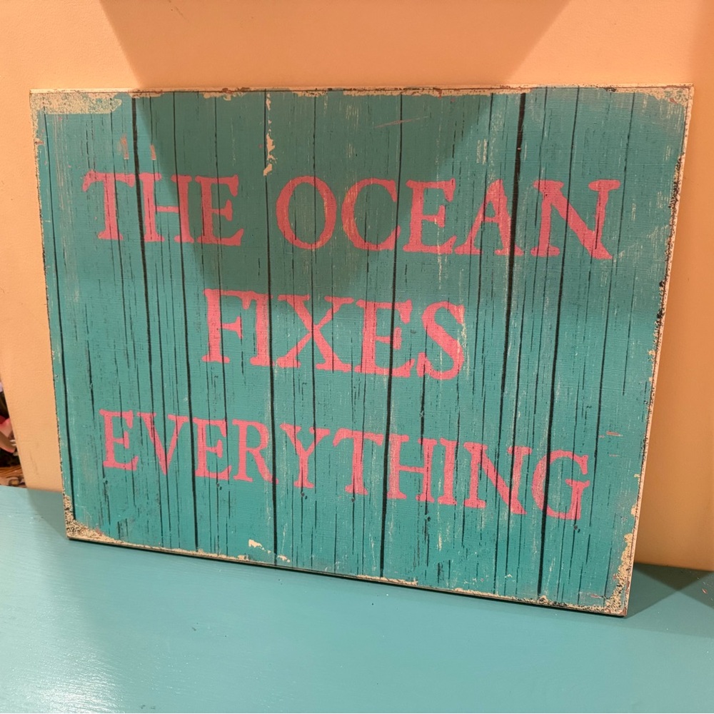 Source Unknown Turquoise and Pink Ocean Quote Art